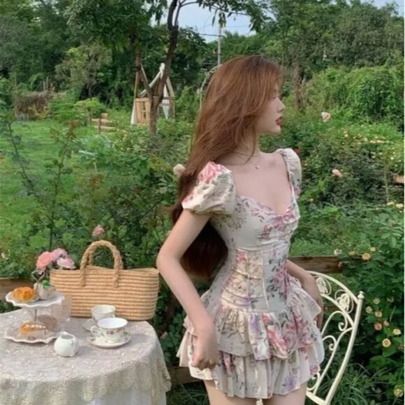 PUFF SLEEVE FLORAL DRESS - Picture 7 of 16